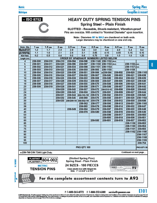Heavy Duty Tension Pin, DIN 1481 2mm x 26mm Hi Carb Spring Steel Plain Finish DIN 1481/ST 2X26 ISO 8752