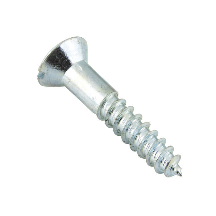 Wood Screw, Oval Head 90° ctsk., Slotted, #10 x 3/4" Length, Steel Zinc Plated, ASME/ANSI B18.6.1 by Spaenaur Inc.