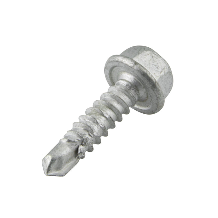 Self-Drilling Screw, Indented Hex Washer Head, #6-20 x 1/2" Length, Stainless Steel 410