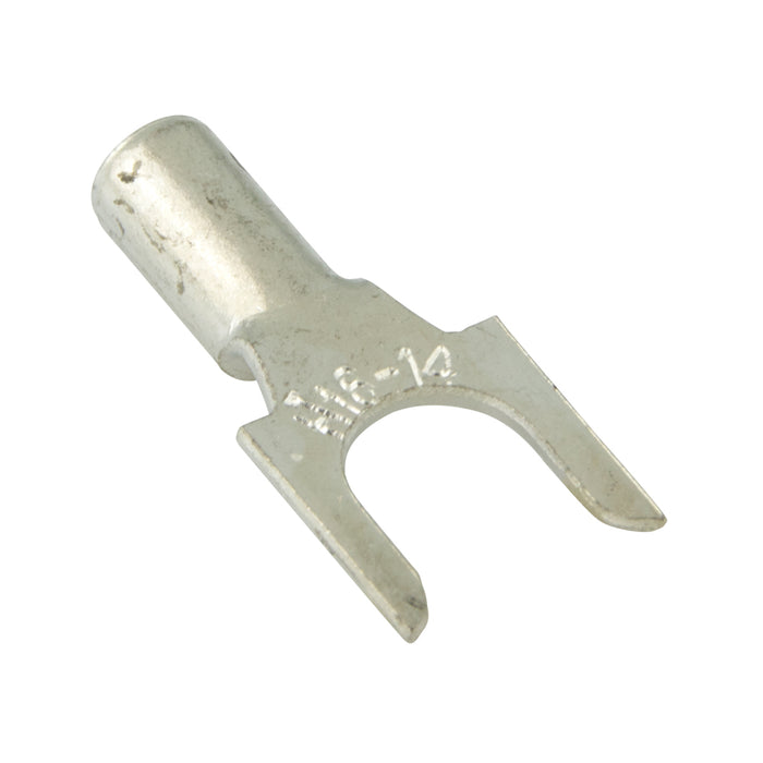 Cosse à fourche, fil non isolé de calibre 16-14, diamètre du trou 13/64 po, taille du goujon 10, alliage de cuivre chromé, fabriquée par Spaenaur Inc.