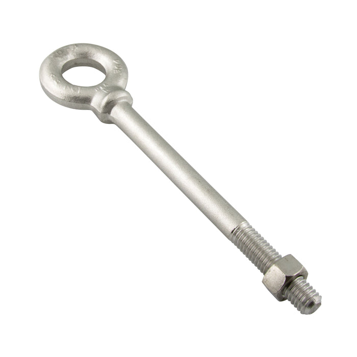 Eye Bolt Shoulder Type 1/4"-20 UNC x 1", 3/4" Eye ID, 1-1/4" Eye OD 1030 Steel Drop forged Plain ANSI B18.15 by Spaenaur Inc.