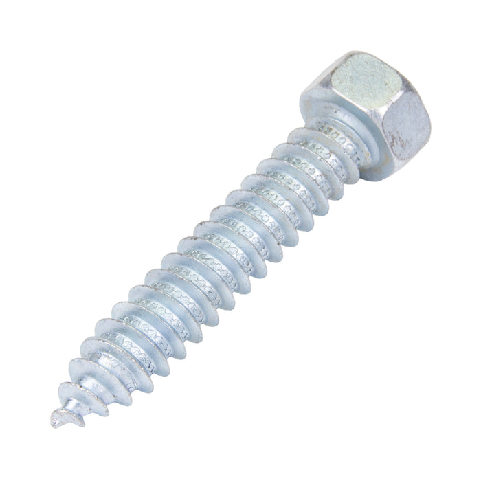Tapping Screw, Indented Hex Washer Head Slotted Drive, Type A, #8 x 1/2" Length, Low Carbon Steel Zinc Plated Trivalent Chromate by Spaenaur Inc.