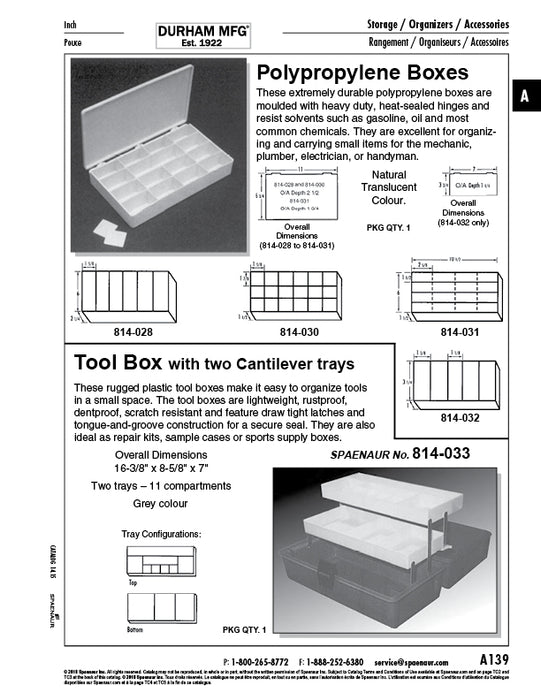 5 Compartment Storage Box 7" x 3 3/4" x 1 1/4" Polypropylene Natural
