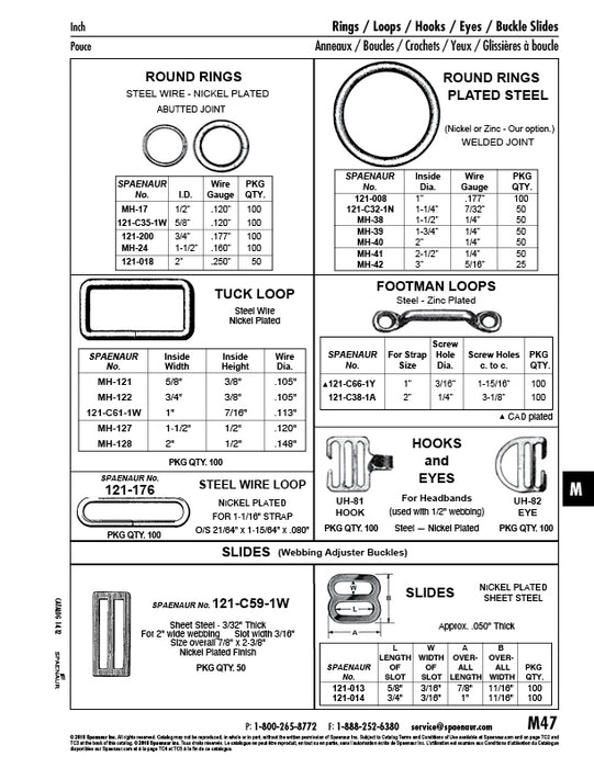 Round Ring Welded Joint 1 ID x .177" Wire DIA 7GA Steel Nickel Plated