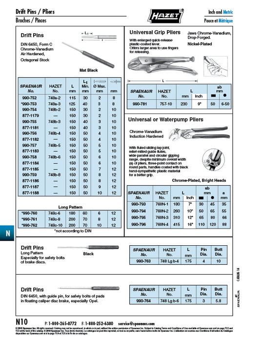 Parallel Pin Punch 8mm x 12 x 150mm Chrome Vanadium, Black