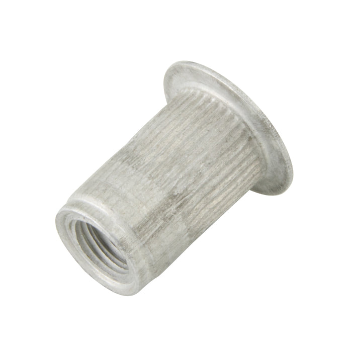 A-L Series Knurled Threaded Insert Standard Open End 1/4"-20 UNC x .027-.165" Grip Aluminum Clear Protective Coating Ala1-420-165