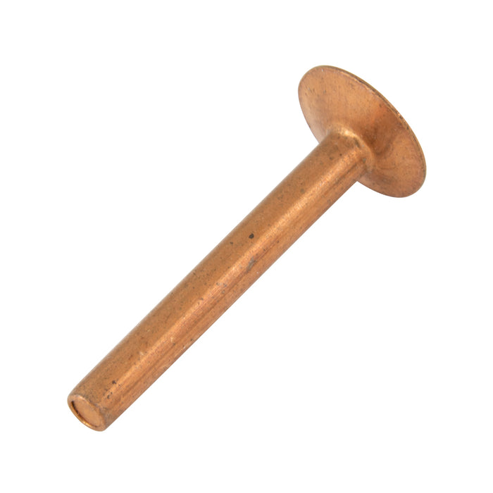 Solid Belt Rivet, Shallow CTSK HD #10 Body DIA x 1-1/2" L x 13/32" Head DIA Copper Plain