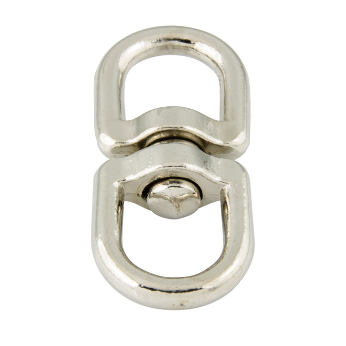 Double Swivel 5/8" Eye,2 3/8" Oal,  Use with 3/16" Snap Opening Zinc Die Cast, Nickel Plated