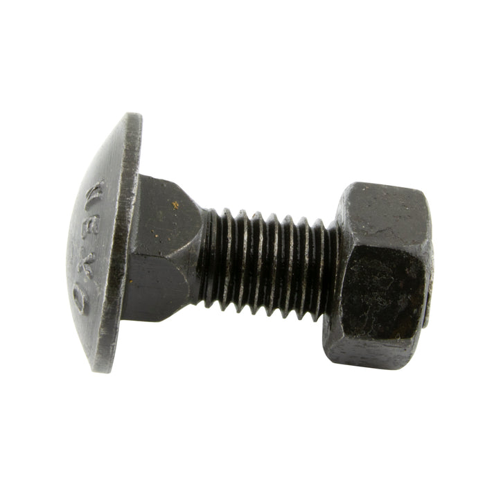 Carriage Bolt W/Hex Nut DIN 603/555 M16 x 2.00 x 70mm 3.6 or 4.6 Steel Plain DIN 603/555/4.6 M16X70