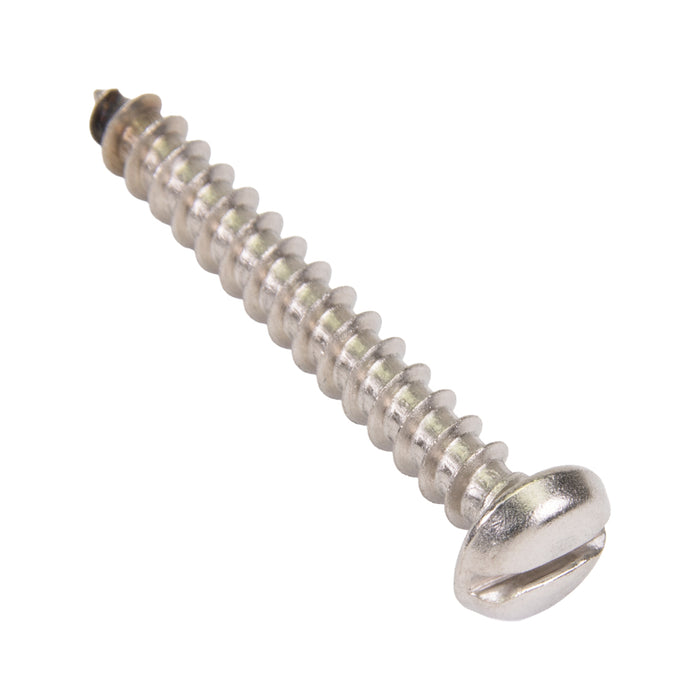 Tapping Screw, Pan Head Slotted Drive, Type AB, #10 x 1" Length, Stainless Steel by Spaenaur Inc.
