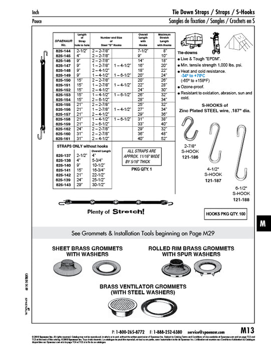 Tie-Down, Strap Only 24" LONG Black EPDM Compound, 60 +/-5 Duro. by Spaenaur Inc.
