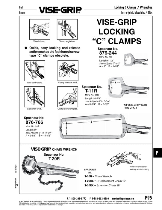 Replacement Chain for T-20R Pliers 19" LGTH