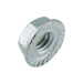 Écrou hexagonal à bride dentelée 1/2"-20 UNF, 3/4" AF, bride de 1", en acier à faible teneur en carbone, cémenté et zingué, fabriqué par Spaenaur Inc.