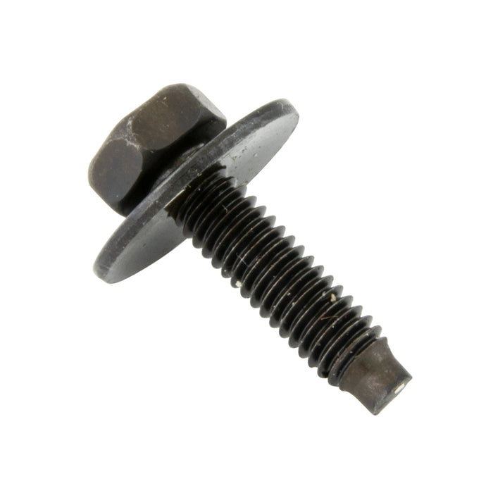 Sems Machine Screw Hex Head W/ 12Mm, OD Flat Washer, M4 X 0.7 Pitch X 16mm Lgth Med, Gr 9.8 Carbon Steel Black, Phosphorate & Oil by Spaenaur Inc.