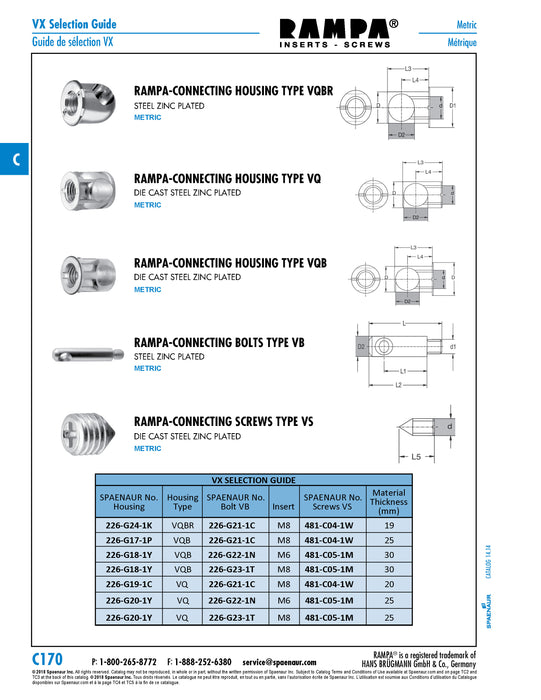 Rampa Connecting Bolts Type Vb, 10 x 55 M8 Steel Zinc Plated