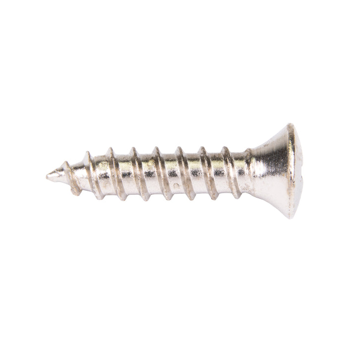 Tapping Screw, Oval With No.10 Head Phillips Drive, Type AB, #14 x 3/4" Length, Steel Nickel Plated