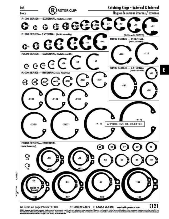 Internal Retaining Ring 1-1/8" Housing Diameter x 1.127" Free DIA High Carbon Spring Steel Plain