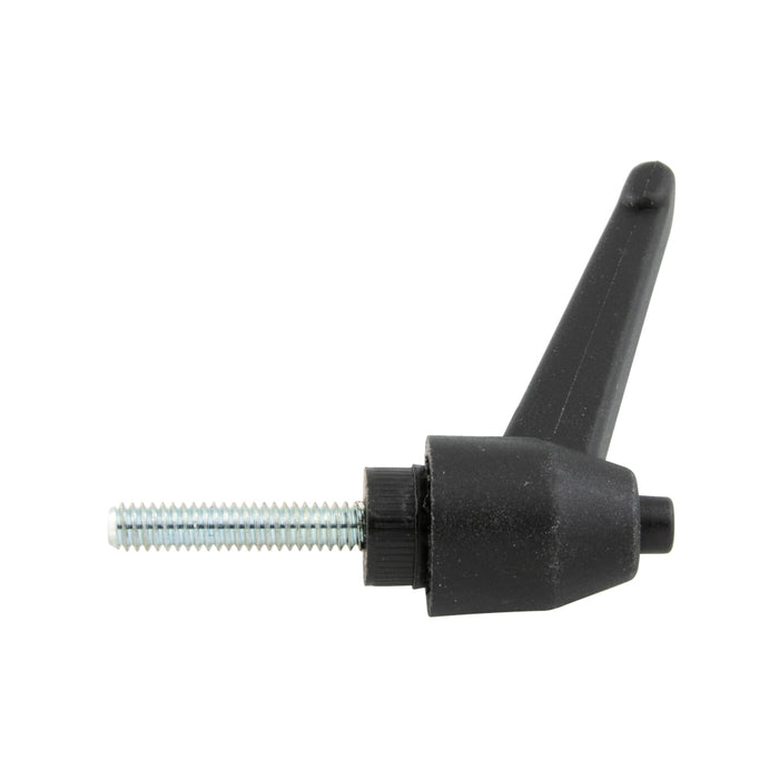 Levier de serrage à bouton-poussoir, mâle, longueur 2,05 po, goujon 1/4 po-20 x 1 po, hauteur totale 1,38 po, matériau thermoplastique, noir