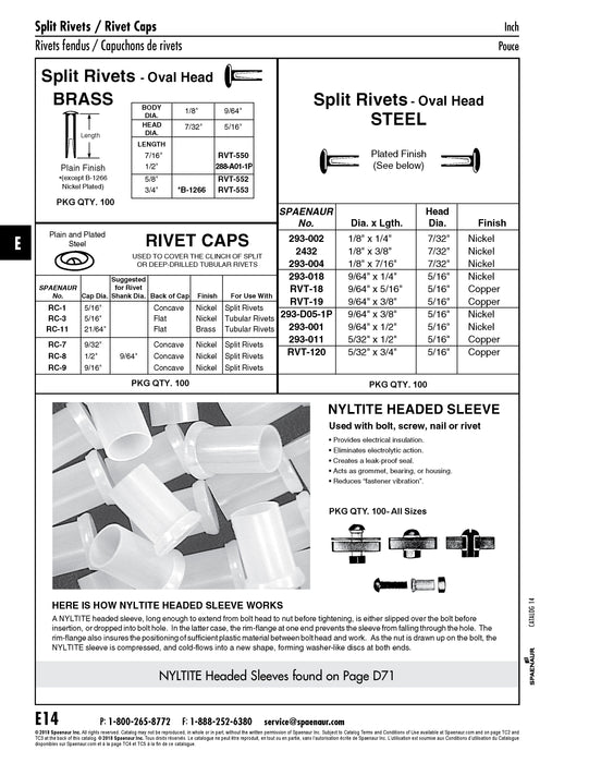 Rivet Cap, Flat Back for Use with Deep Drilled Tubular Rivet 5/16" DIA for 9/64" DIA Rivets Steel, Nickel Plated