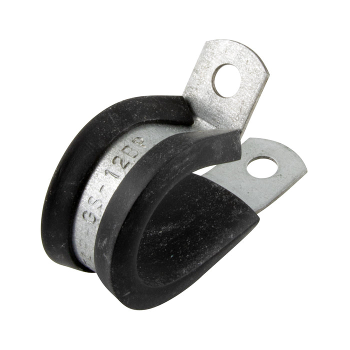 Double Tube Clamps - Closed Type (PVC Insulated) 5/8" Tube DIAm., .781" C to C Steel Hot Dipped Galvanized Black Vinyl Cushion