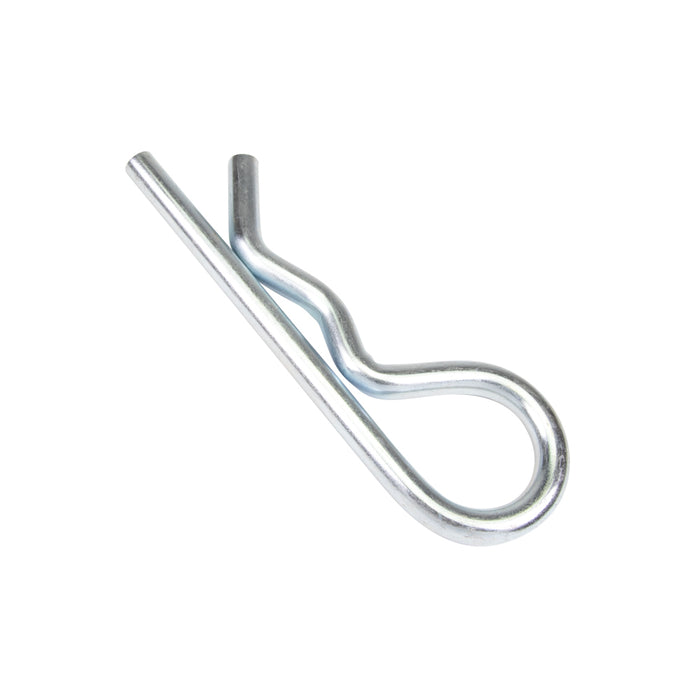 Attache pour goupille d'attelage, fil métallique de 5 mm, longueur de 85 mm entre l'œillet central et l'extrémité de la goupille, en acier zingué, fabriquée par Spaenaur Inc.