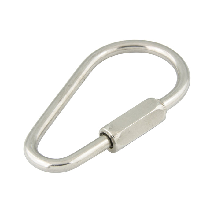 Maillon rapide en forme de poire, fil de 3 mm de diamètre, acier inoxydable, par Spaenaur Inc.