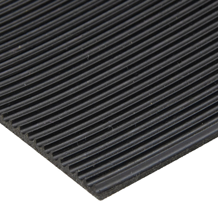 Rubber Matting,Corrugated Black, Narrow Ribbed 36" Wide x 1/8" Thick x 0.08" Ribb 25 Yds/Roll by Spaenaur Inc.