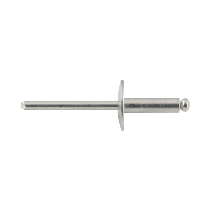 Pop Rivet Large Flange HD Open End 1/8" x .265" LONG(.031"-.125"Grip) Aluminum Rivet/Steel Mandrel IFI Spec. 114 Grade 19
