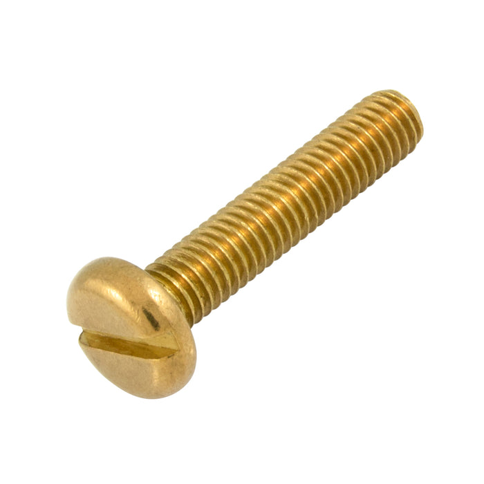 Machine Screw, Pan Head, Slotted Drive, M5 x 0.80 mm UNC x 8 mm Length, Brass Plain by Spaenaur Inc.