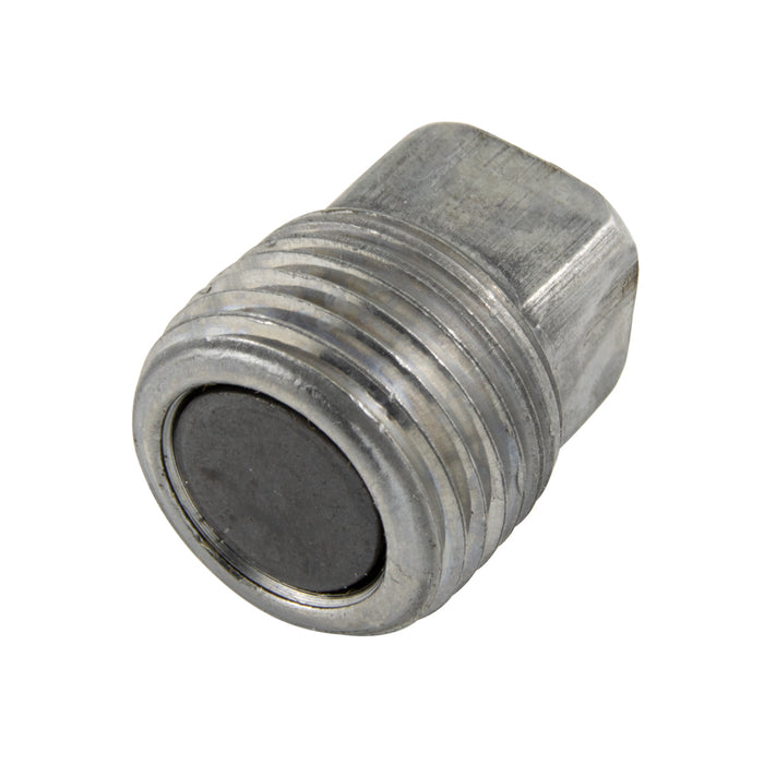 Square Head Magnetic Pipe Plug, Disc Style Magnet 1/2"-14 NPTF x .96" O/A LGTH "Ceramic I" Magnet, Steel Body