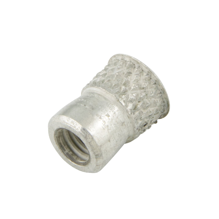 A-W Series Knurled Threaded Insert #6-32 UNC x .370" LGTH Steel, Trivalent Tin Zinc Plated