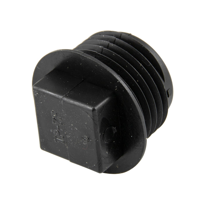 Threaded Pipe Plug. Flanged Sq Head 1/2"-14 NPT High Density Polyethylene Colour Black