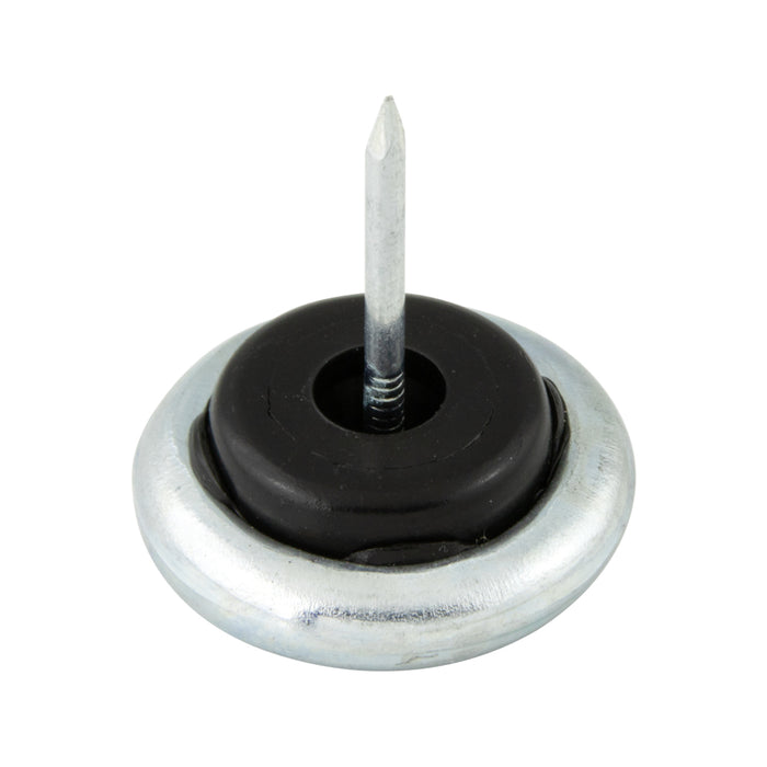 Tack Glide, rembourré, base en acier, coussin central noir, base de 7/8 po de diamètre x 1/4 po d'épaisseur, finition chrome acier par Spaenaur Inc.