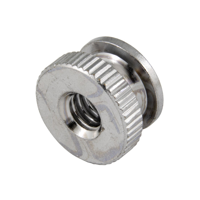 Round Double Knurled Battery Nut #8-32 UNC (11/32" OD x 7/32" HT) Brass, Nickel Plated by Spaenaur Inc.