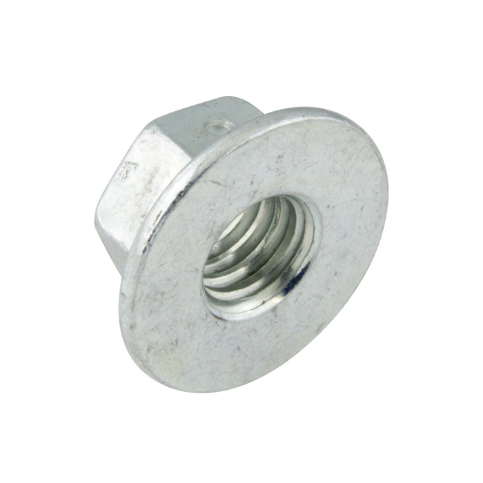 Side Distortion Hex Locknut, Large Flange, for Sae Grade 1,2,3 & 5 Bolts, 1/2"-13 UNC, Flange DIA. Max. 1.205", Grade F Steel Zinc Plated And Wax
