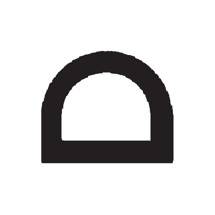 "D" Shaped Rubber Extrusion 1/2" Width x 3/8" HT 50 Ft / Coil Black Buna N, Duro 40 +/- 5