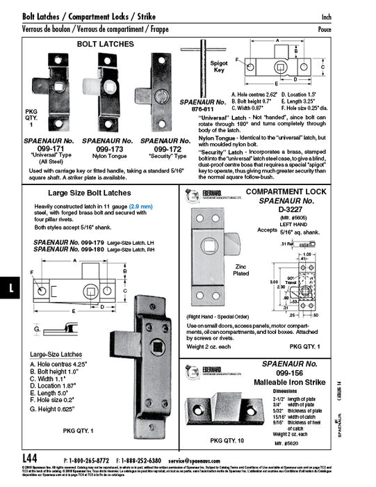Large Size Latch (Left) 5" LGTH x 1.1" Wd Steel Zinc Plated
