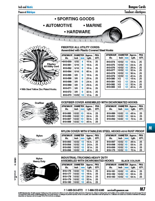 Fibertex Stretch Cord with Plastic Covered Steel Hooks 5/16" DIA x 65" LG