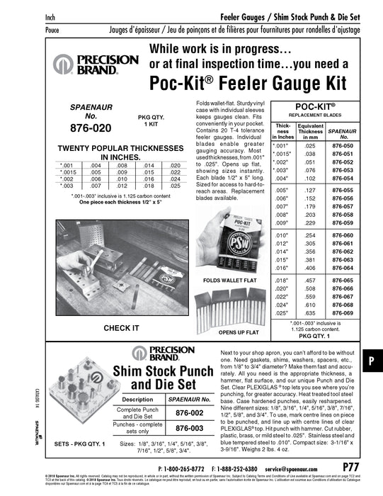 Poc-Kit Feeler Gauge Replacement Blade .003" Thick