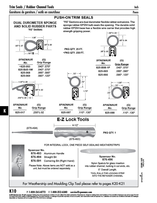 Trim Seal Grip, Flanged Edges 0.065"-0.095" Grip Range x 25 Ft/ Coil Sponge & Solid EPDM