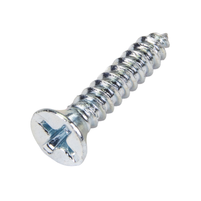 Tapping Screw, Flat Head Phillips Drive, Type AB, #4-24 x 1/2" Length, Low Carbon Steel Trivalent Zinc Plated