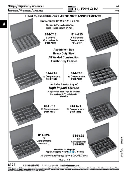 "21 Compartment Insert for Large Box" Grey Plastic