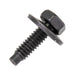 Sems Indented Hex Hd Machine Screw, With 3/4" OD Flat Washer, Dog Point, 1/4"-20 UNC X 15/16", Low Carbon Steel Black Phosphate, And Oil by Spaenaur Inc.