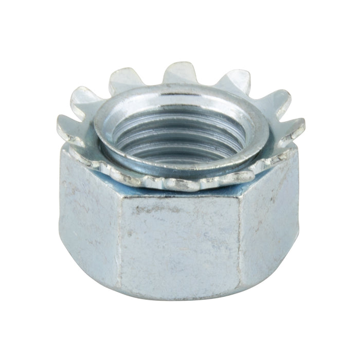 K-Lok Hex Nut W/External tooth Lockwasher 3/8"-16 UNC(9/16"AF x 25/64"O/A TH) Steel, Zinc Plated