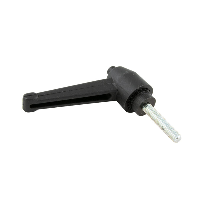 Levier de serrage à bouton-poussoir, mâle, longueur 2,05 po, goujon 1/4 po-20 x 1 po, hauteur totale 1,38 po, matériau thermoplastique, noir