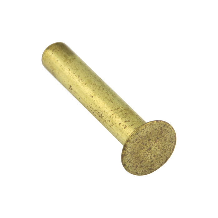 Brake Lining Rivet Semi-Tubular Flat-Shallow Countersunk Head 3/16" DIA x 1/2" L x 15/32" Nom. Head DIA, Brass Plain by Spaenaur Inc.