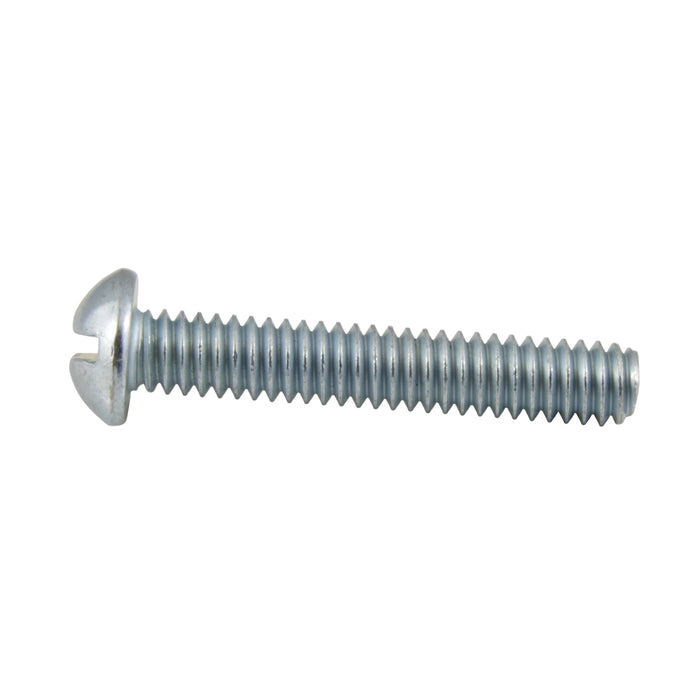 Machine Screw, Round Head, Slotted Drive, #10-24 UNC x 1/4" Length, Steel Zinc Plated