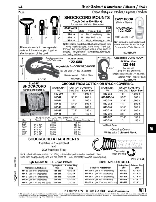 Fixation à cordon élastique, style A, (2 composants, non assemblés) Extrémité pour sangle de 1 po, pour cordon de 1/4 po de diamètre Plastique Delrin 500 noir