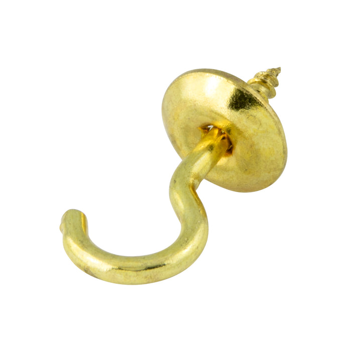 Cup Hook 5/8" x .080" x 15/16" O/A Length Solid Brass Plain by Spaenaur Inc.
