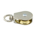 Pulley W/ Swivel Eye for 9/32" Rope DIA., 2-3/8" Oal, 7/16" Swivel Eye ID Die Cast, Nickel Plated Die Cast Brass Plated Wheel by Spaenaur Inc.